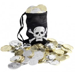 Piraten-Flagge mit Totenkopf schwarz-weiß 75cm , günstige Halloween  Partydeko bei HorrorKlinik
